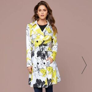 Bebe Giorgia Floral Print Trench Coat